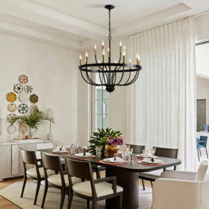 15-Light Chandelier Industrial Iron Candle Chandelier Modern Suspended Farmhouse Pendant Light Fixtures for Di