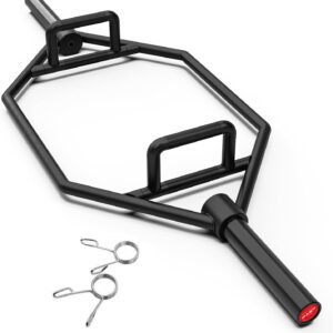 Olympic Hex Bar 1000Lbs Weight Capacity, Trap Bar 56" Chrome Finish Hex Weight Lifting Bar Deadlift Bar with T