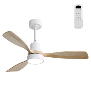 (Same as W882P294918) 48 Inch Indoor Ceiling Fan With Light 3 Solid Wood Blades Remote Control Reversible DC Motor For Living Room