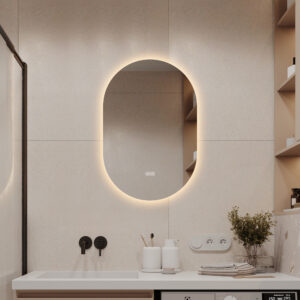 24 in. x 36 in. Capsule LED Backlit Bathroom Mirror with Anti-Fog, 3-Color Temperature, Stepless Dimming, Memo