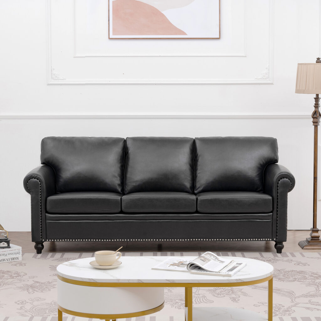 Black Rolled Arm Sofa