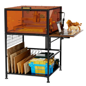 Laser Engraver Enclosure Cabinet with Exhaust Fan 6000RPM for Most Laser Cutter, Storage & Foldable Side Panel