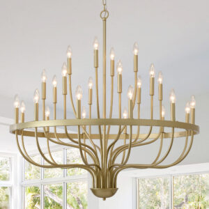 24-Light Gold Chandelier Industrial Iron Candle Chandelier Modern Suspended Farmhouse Chandeliers Pendant Ligh