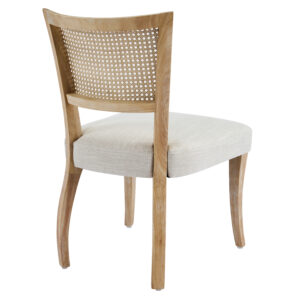 Modern Dining Chair with Natural Rattan Cane Back and Solid Wood Frame with Curved Legs(Set of 2),Natural+Beige