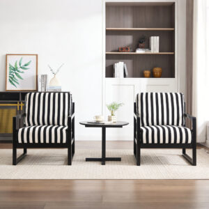 Mid-Century Modern Fabric Lounge Chair, Single Sofa Chair with Armrests, Upholstered Lounge Chair with Wooden