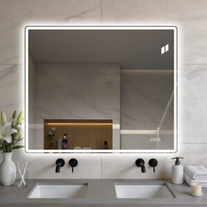 30" x 36" Frameless Front-Lit LED Bathroom Mirror with Anti-Fog, 3 Color Temperatures, Stepless Dimming, Smart