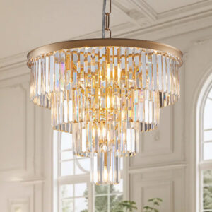 (Same as W1340P188544/L5007-600-G) 24" Contemporary Crystal Modern Chandeliers Crystal Ceiling Chandelier 4 Ti