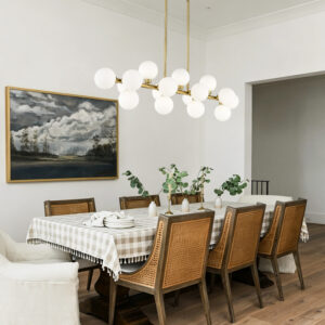 Pendant Lamp with Opal Glass Shade, 16-Lights Modern Farmhouse Ceiling Pendant Hanging Light Fixture Over Tabl
