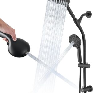 High Pressure Dual Shower Head Set - 26 Inch Tool-Free Adjustable Slide Bar,10 Spray Settings and Handheld.