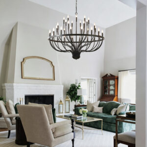 36-Light Black Chandelier Industrial Iron Candle Chandelier Modern Suspended Farmhouse Chandeliers Pendant Lig