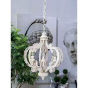 20.5x18x24" Antique White Carved MDF Wood 6-Light Chandelier with Iron Frame