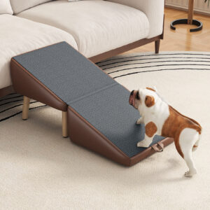 (UPGRADED) Dog Stairs for Small Dogs and Cats, Dog Ramp for Couch and Bed, Foldable 2-in-1 Wooden Pet Steps fo